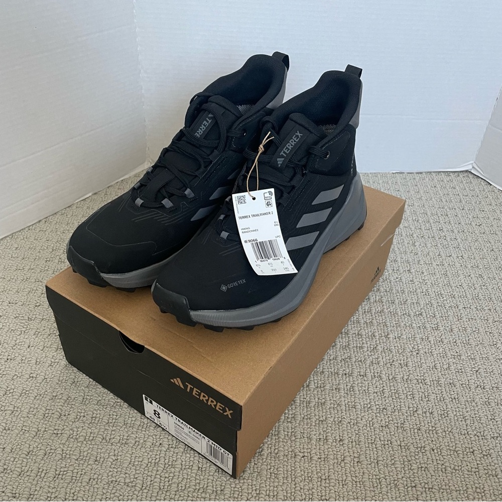 adidas Terrex Trail Mid Hiking Shoes in Black and Gray - Picture 8 of 14